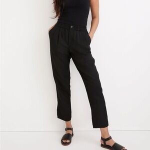 Madewell Petite Linen-Blend Pull-On Tapered Pants - Small